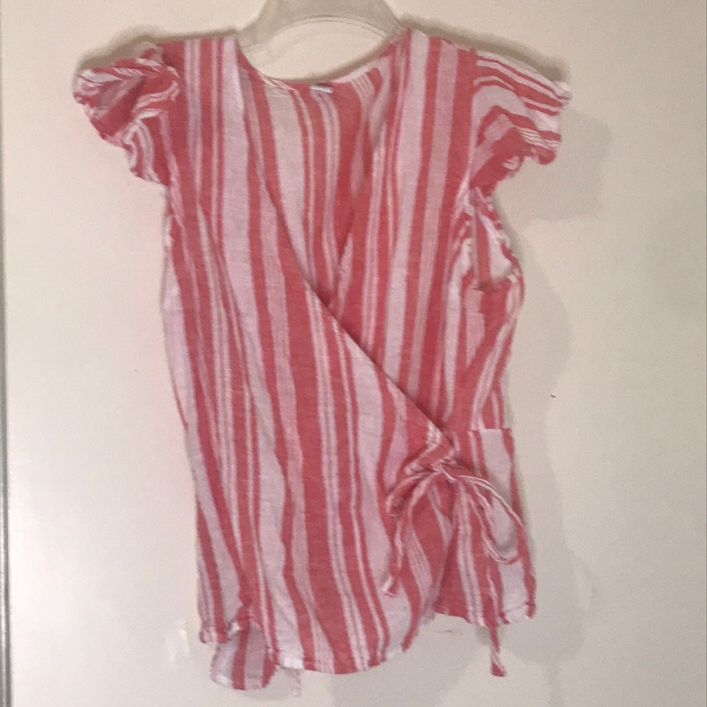 Old Navy linen wrap blouse